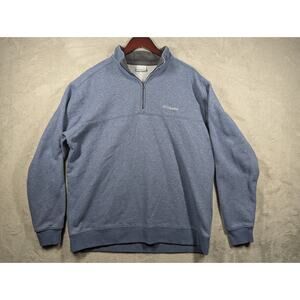 Columbia Size XL Blue Pullover Quarter Zip Sweatshirt Cotton Polyester